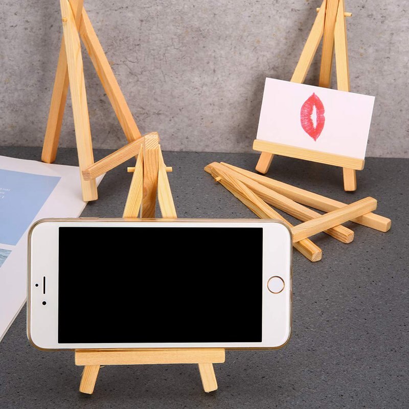 10Pcs Mini Wooden Artist Easel-Triangle Wedding Table Stand Display Holder - 15 X 8 Cm