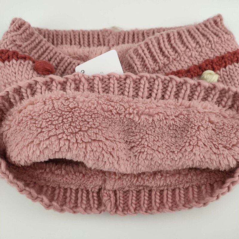Cappello sciarpa Set ragazza inverno pompon Beanie bambini rosa pile caldo autunno sci accessorio per esterni