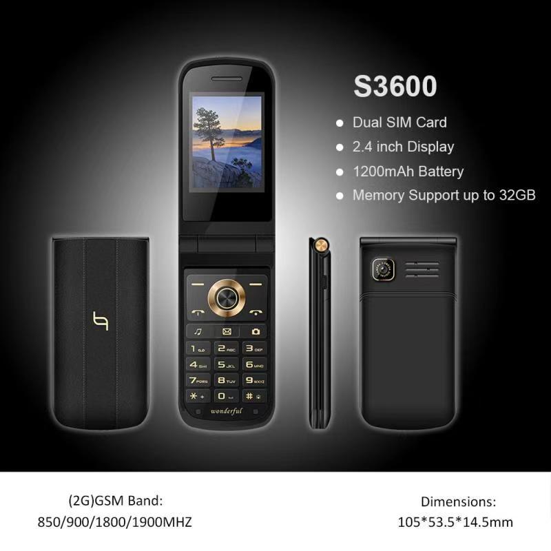 Flip HD screen, big sound button, dual card multi-language feature phone Mobile Phone 2.4" Handwriting Display SOS Fast Call