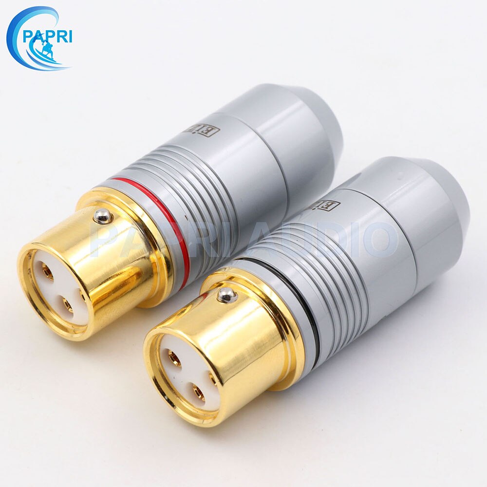 EIZZ 2PCS Tellurium Copper 3 pin Male Female XLR Connector MIC Snake 24K Gold Platinum Plated Audio AMP Microphone Cable Jack: EZ-206F