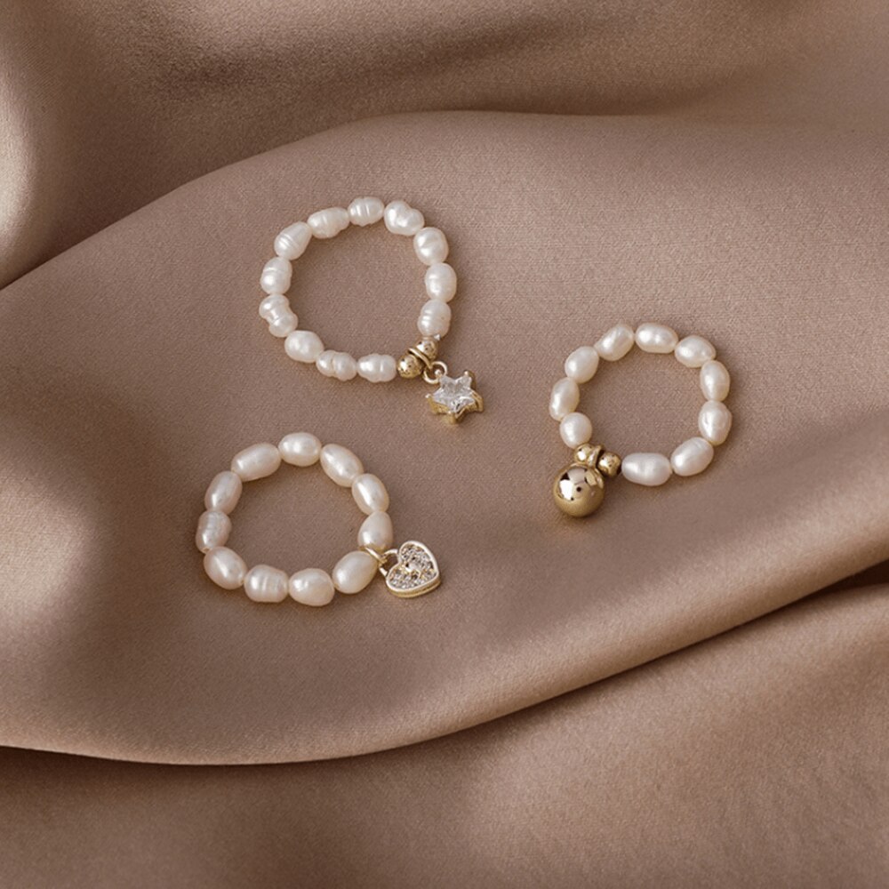 1Pc Natürliche Süßwasser Perle Finger Ring Minimalistischen Party Schmuck Kreis minimalistisch Party Quaste Ring Neue
