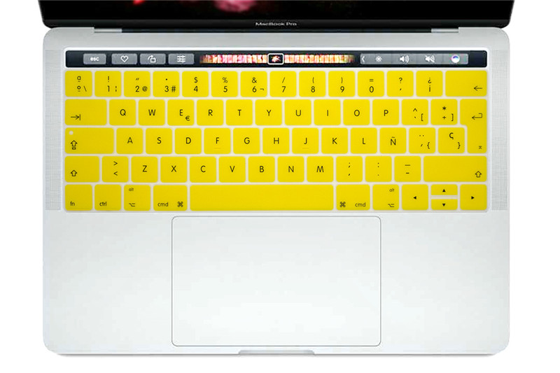 Dla MacBook Pro 13 A1706 Pro 15 A1707 2016 2017 wersja z touch bar 2017 hiszpański europejskiej osłona klawiatury klawiatura Protector: Yellow