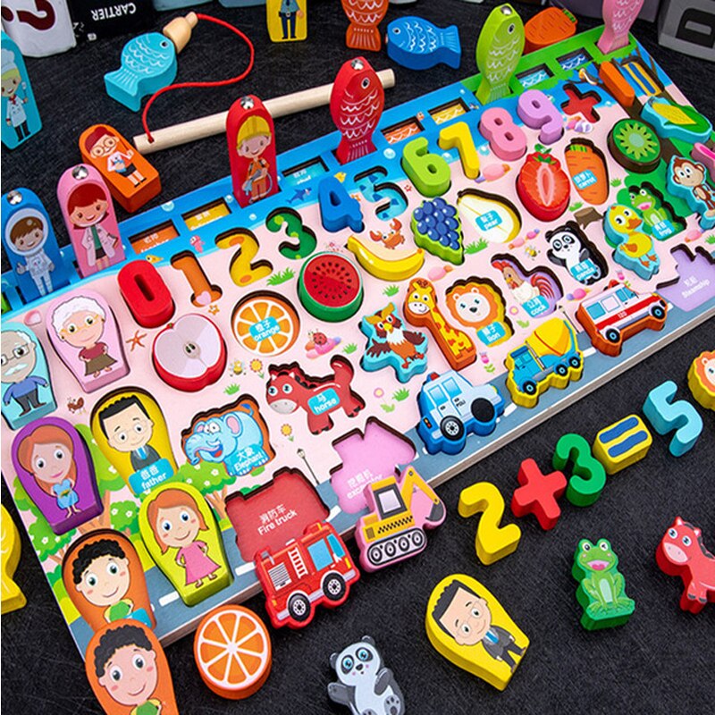 Educational Kids Toys Wooden Toys Geometric Shape Cognition Puzzle Toys Math Toys Early Educational Montessori Toys for Children