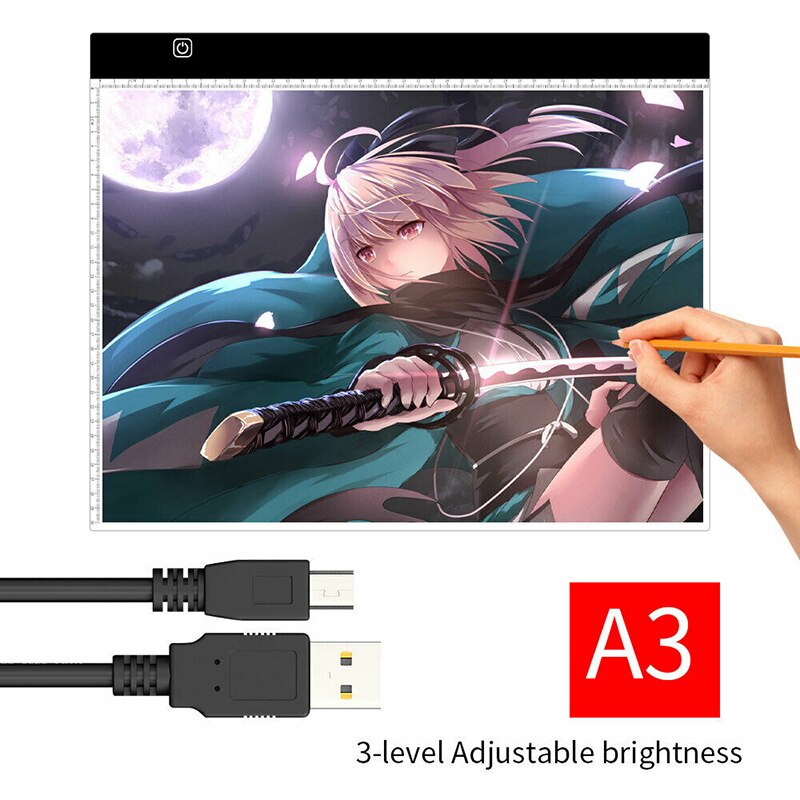 A3/A4 LED Light Box Pad Tracing Drawing Board USB Powered Ultra-thin Painting Pad Animation Tablet Copy Lightbox With Scale: 470X345x5mm