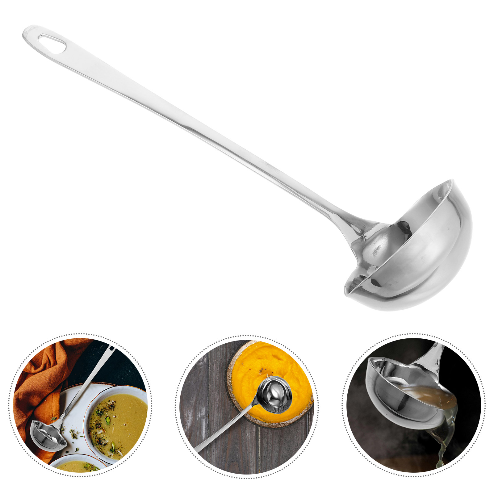 Stainless Steel Soup Ladle Double Mouth Spoon With Spout Large Canning Kitchen Ladles For Home Restaurant Serving Water Scoop