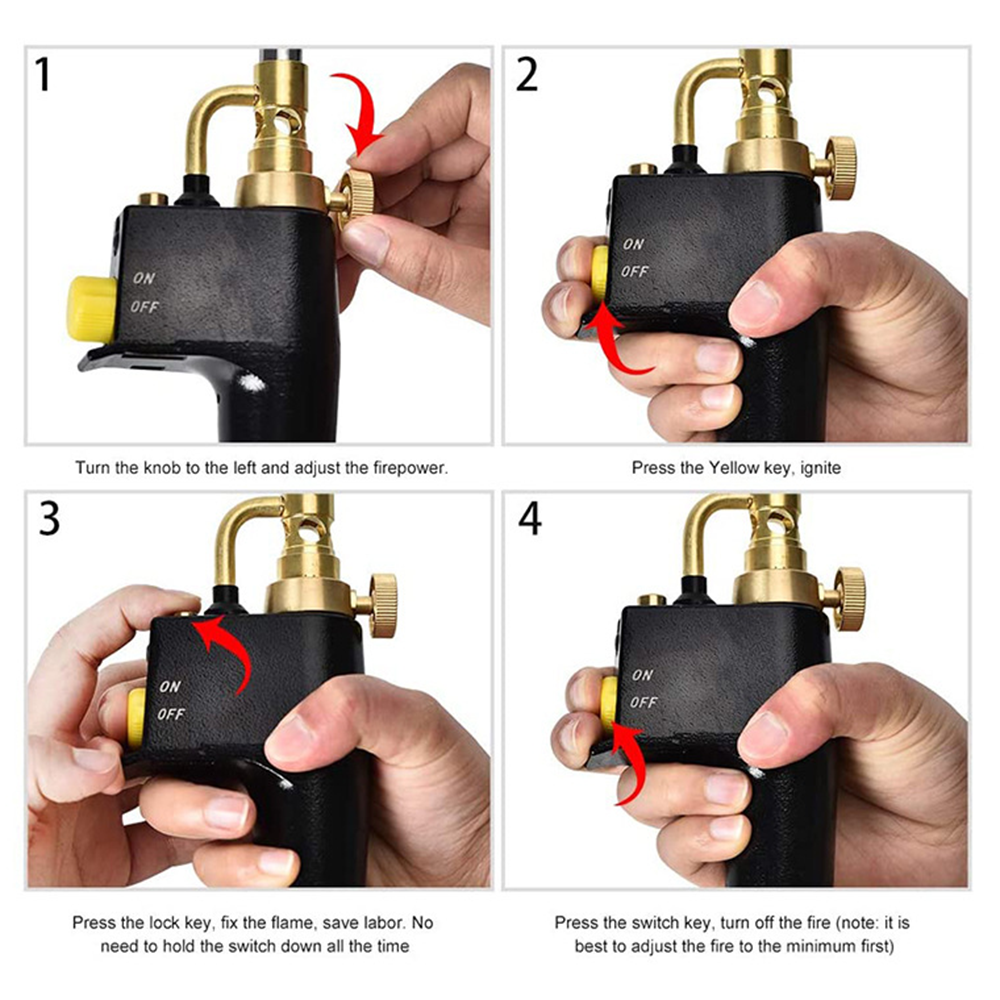 Heat Propane Torch 3 Replaceable Nozzles Multi Purpose High Intensity Trigger Start Torch for Brazing and Barbecue