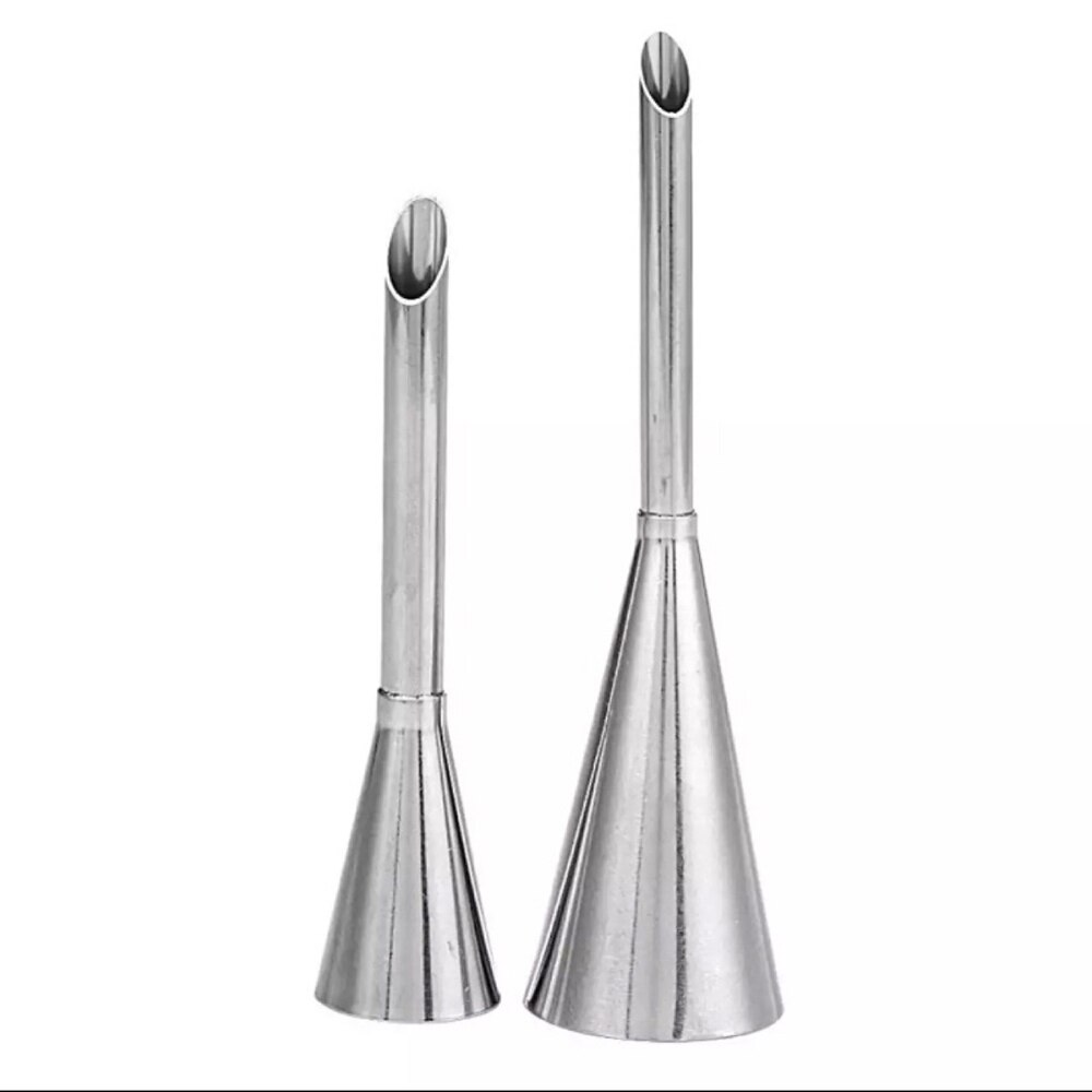 2pcs/set Cake Puff Tip Pastry Cream Stainless Steel Nozzle Decorative Baking Piping Nozzle Pipe DIY Home Kitchen Tools: Default Title