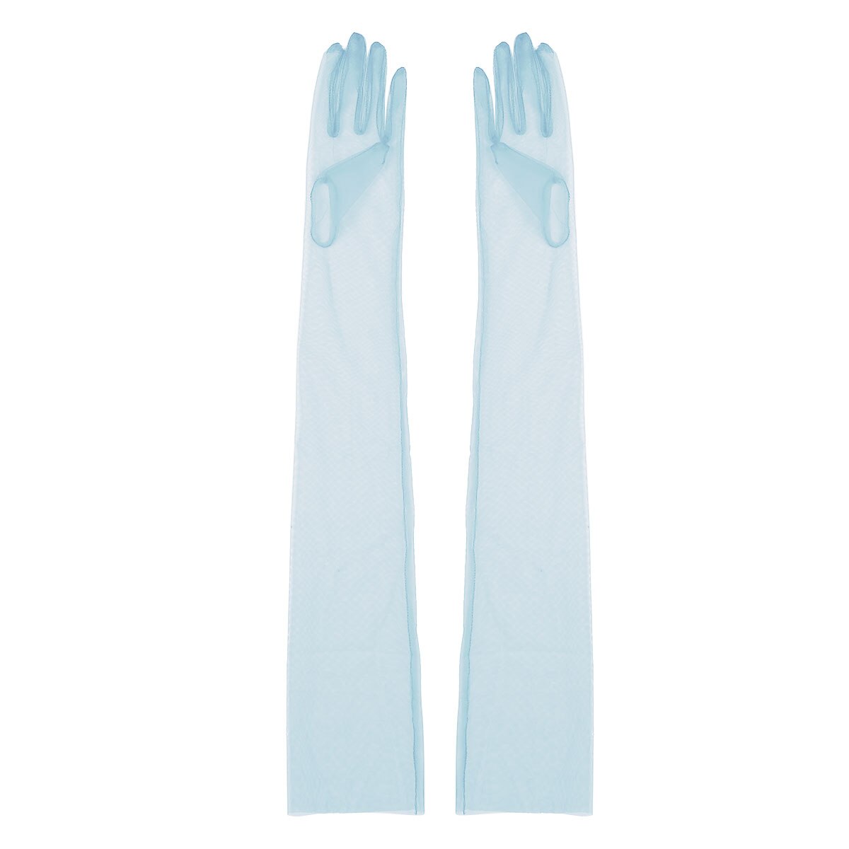 Luvas de tule transparente ultra-finas, luvas ultra longas cotovelo, acessório para tirar foto, dia das bruxas, moda feminina: CINZA