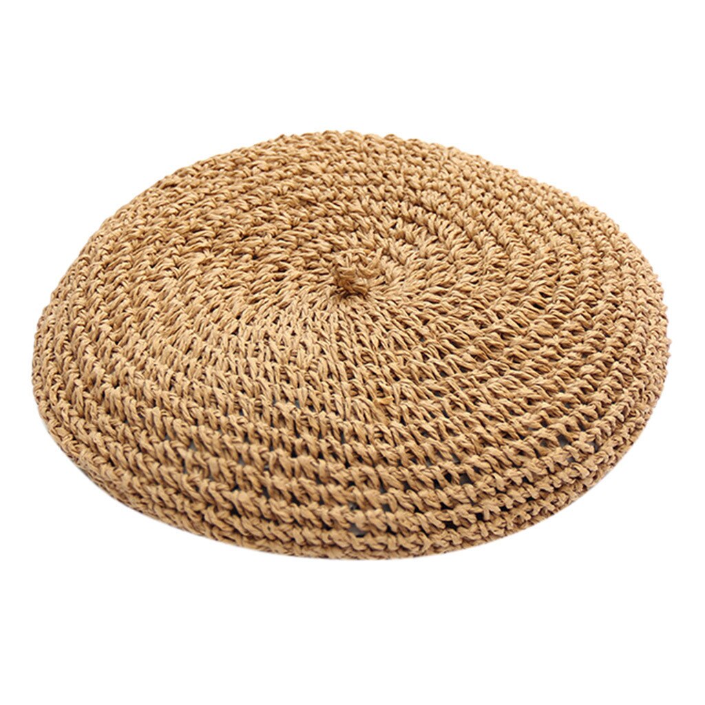 Handmade Women Berets French Female Straw Hats Girl Flat Cap Knit Black Beret For Woman Summer #L5