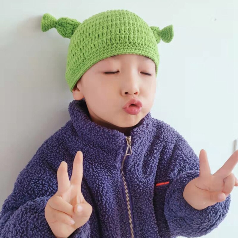 Mooie Alien Antenne Baby Hoed Gebreide Warme Effen Kleur Hoeden Decoratie