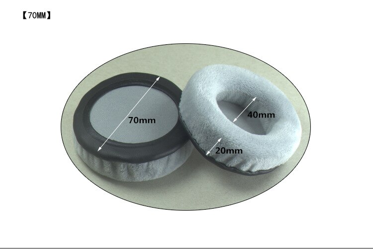 Allgemeine Grau Samt Schaum Ohr Pads Kissen 60 65 70 75 80 85 90 95 100 105 110 115 120MM für SONY für Sennheiser Kopfhörer: 70mm