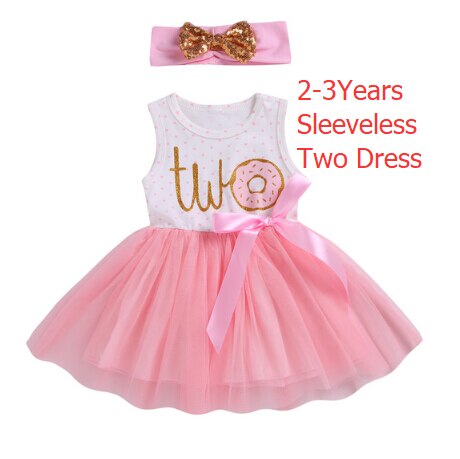 Citgeett 1st/2nd/3rd Geburtstag Baby Mädchen Donut Polka Dot Tüll Tutu Prinzessin Party Kleid Geburtstag 2 stücke: C2 Two Sleeveless