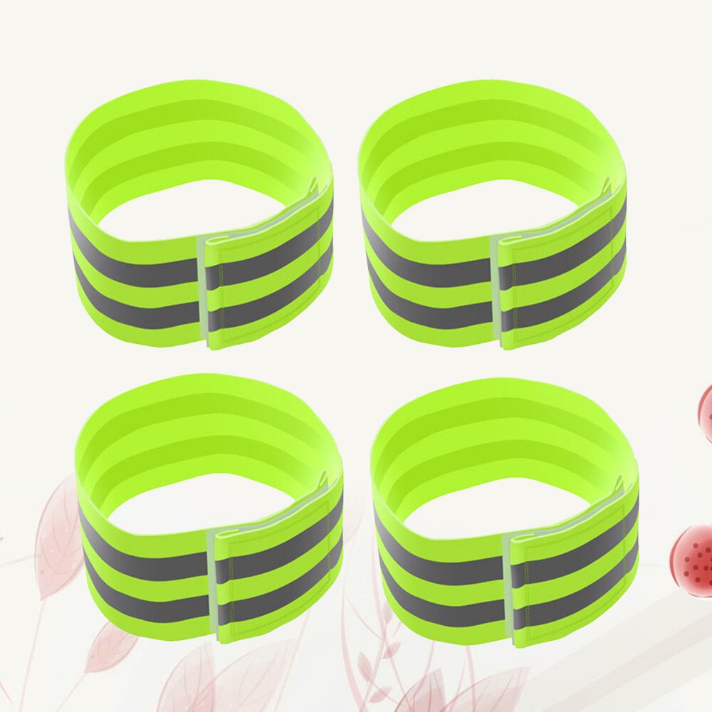 4 Pcs Safety Armband Multi-function Elastic Security Belt Fluorescent Armlet for Outdoor Activity Running