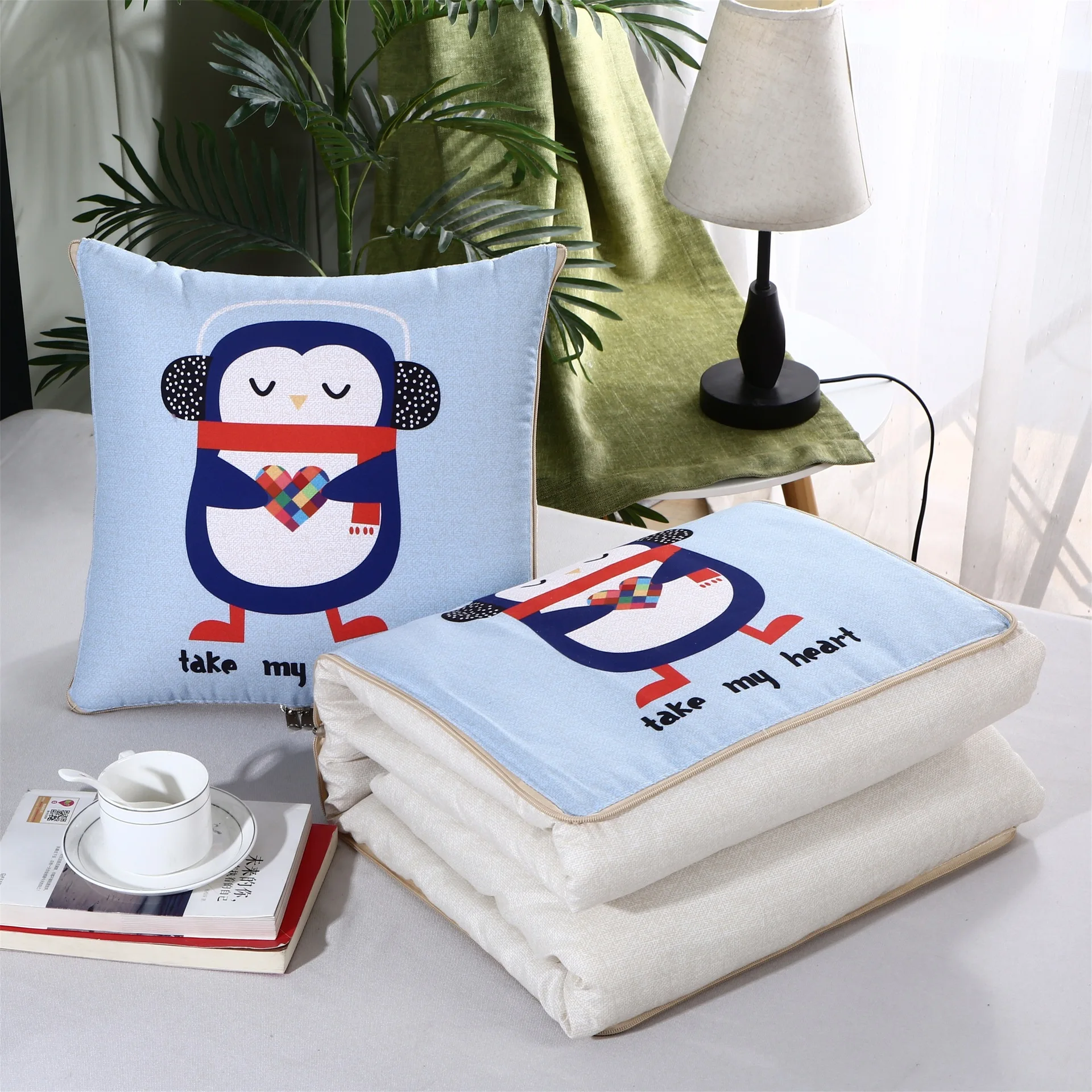 Multifunctionele deken Opvouwbaar kussenkussen, PP-katoen voor bank, bed, auto, reizen 2 in 1, cartoonkussens, kussens, dekens