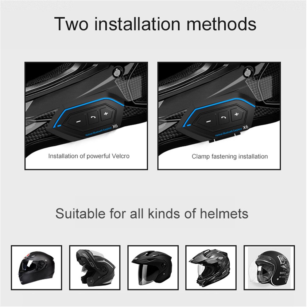 Motorcycle Bluetooth 5.0 Helmet intercom Wireless Handsfree telephone call Kit Stereo Anti-interference Interphone Music Player