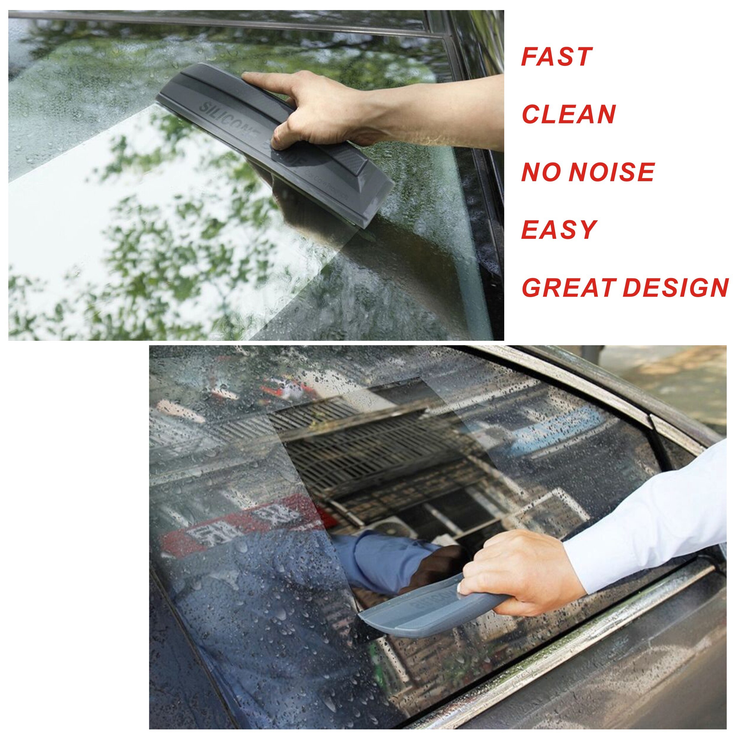 1pc Eco-friendly Silicone Water Wiper Dark Grey Car Washing Squeegee Window Cleaning Meets Japan Standard