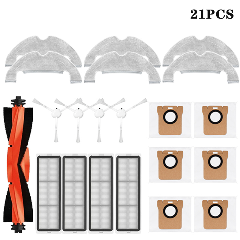 Piezas de repuesto para Robot aspirador Xiaomi X10, accesorios, Cepillo Lateral principal, filtro Hepa, paño de mopa, bolsa para polvo: Transparente