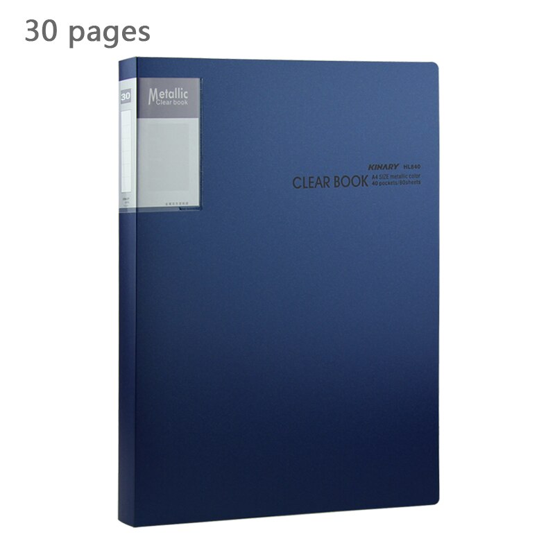 Business Metaal Kleur Informatie Boek Map A4 Multi-layer Transparant Clip Insert Tas Bestand Boek Bestandsmap 40 Pagina 'S 60 Pagina 'S: 30 pages blue