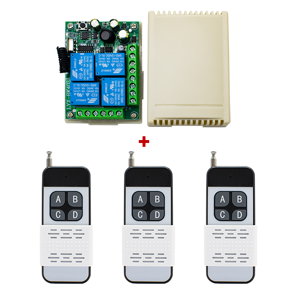 RF Draadloos Afstandsbedieningsschakelaar 433Mhz AC 110V 120V 240V 220V 30A 4CH Relais voor het Toegangssysteem van de de Lampdeur van de Garagedeur het Licht: Roze
