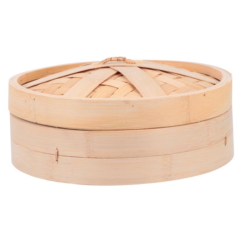 1 Set Bamboo Steamer Basket Dim Sum Dumpling Food Steamer With Lid Cookware Fish Rice Vegetable Snack Basket Set: 26CM
