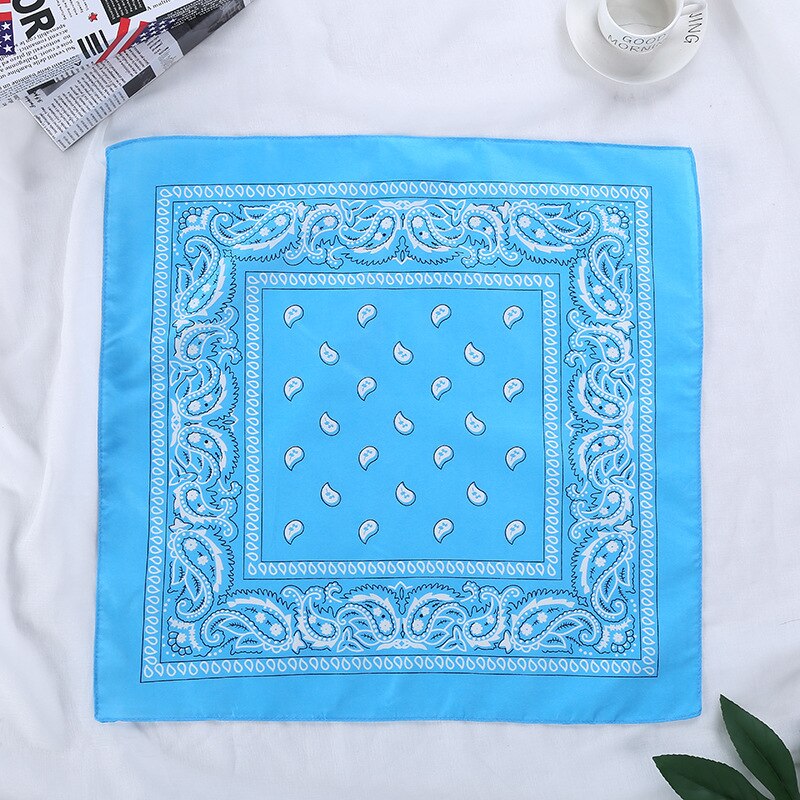 Rock coole meisjes haaraccessoires bandana vierkante sjaal vrouwelijke bandana's hoofddeksels vrouwen haarelastiek hoofddoek: Lichtblauw