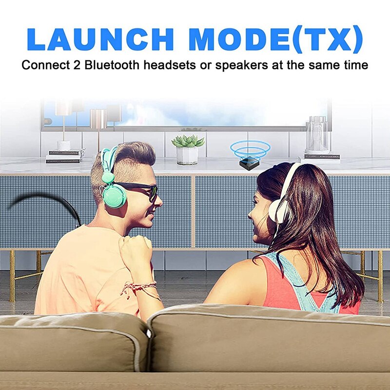Bluetooth Adapter Transmitter Receiver 2 in 1 Low Latency 5.0 Wireless (Optical,3.5mm AUX,RCA) Audio Stereo Rechargeable