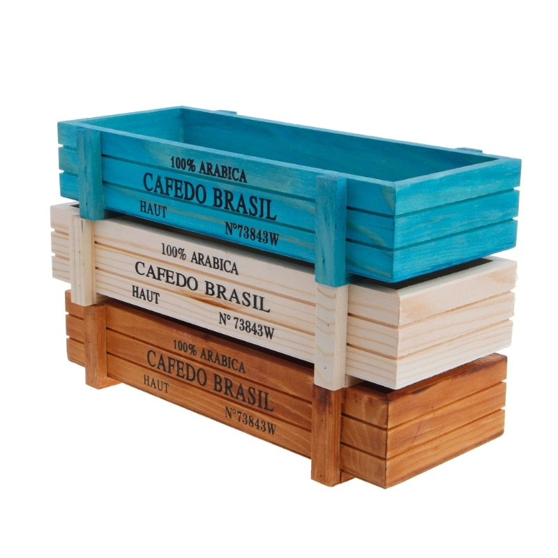 Maceta de madera para decoración de jardín, macetas, almacenamiento de artículos variados, suculentas, cajas de almacenamiento de madera, decoración del hogar