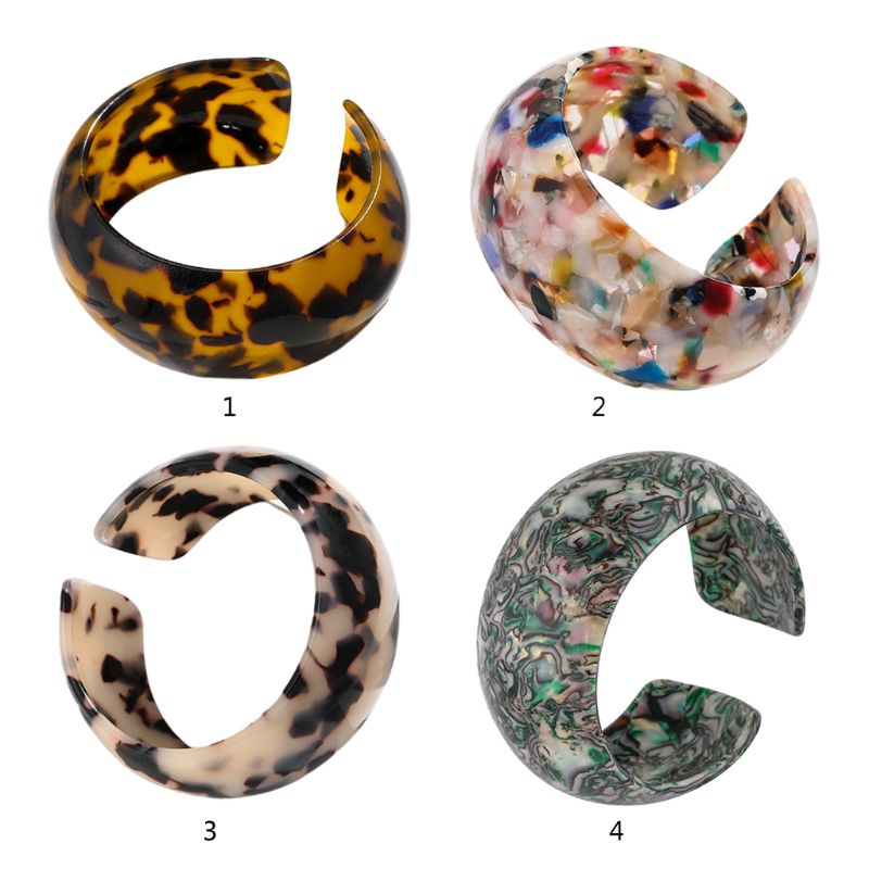 Leopard Bangle Acetate Plate Opening Wide Cuff Bracelet Women Jewelry Decorations