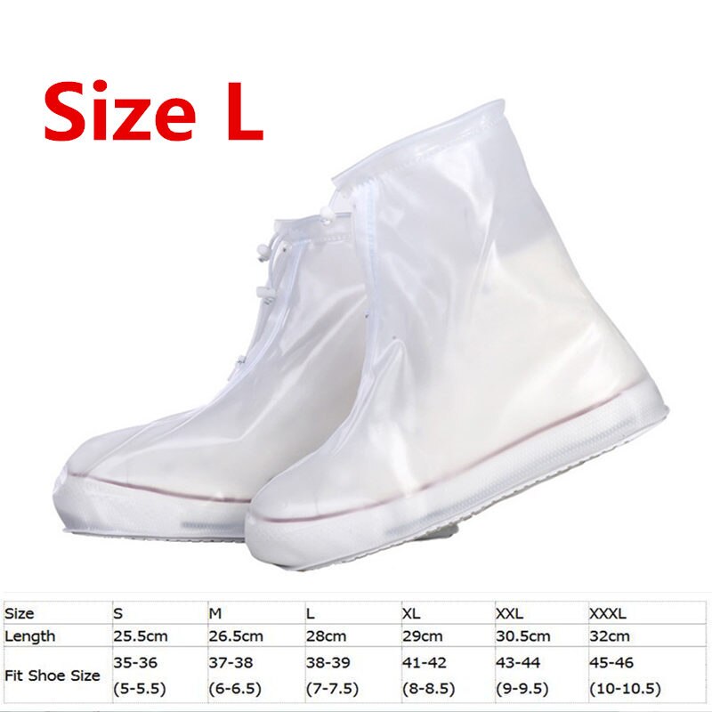 Heels Height Fishing Waders Boots Cover Rain Waterproof Flat Ankle Boots Cover Thicker Non-slip Platform Rain Boots: White-L