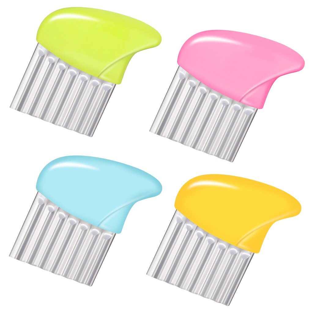 Stainless Steel Potato Chip Slicer Dough Vegetable Fruit Crinkle Wavy Slicer Knife Potato Cutter Chopper French Fry Maker 1/4pcs: 4pcs