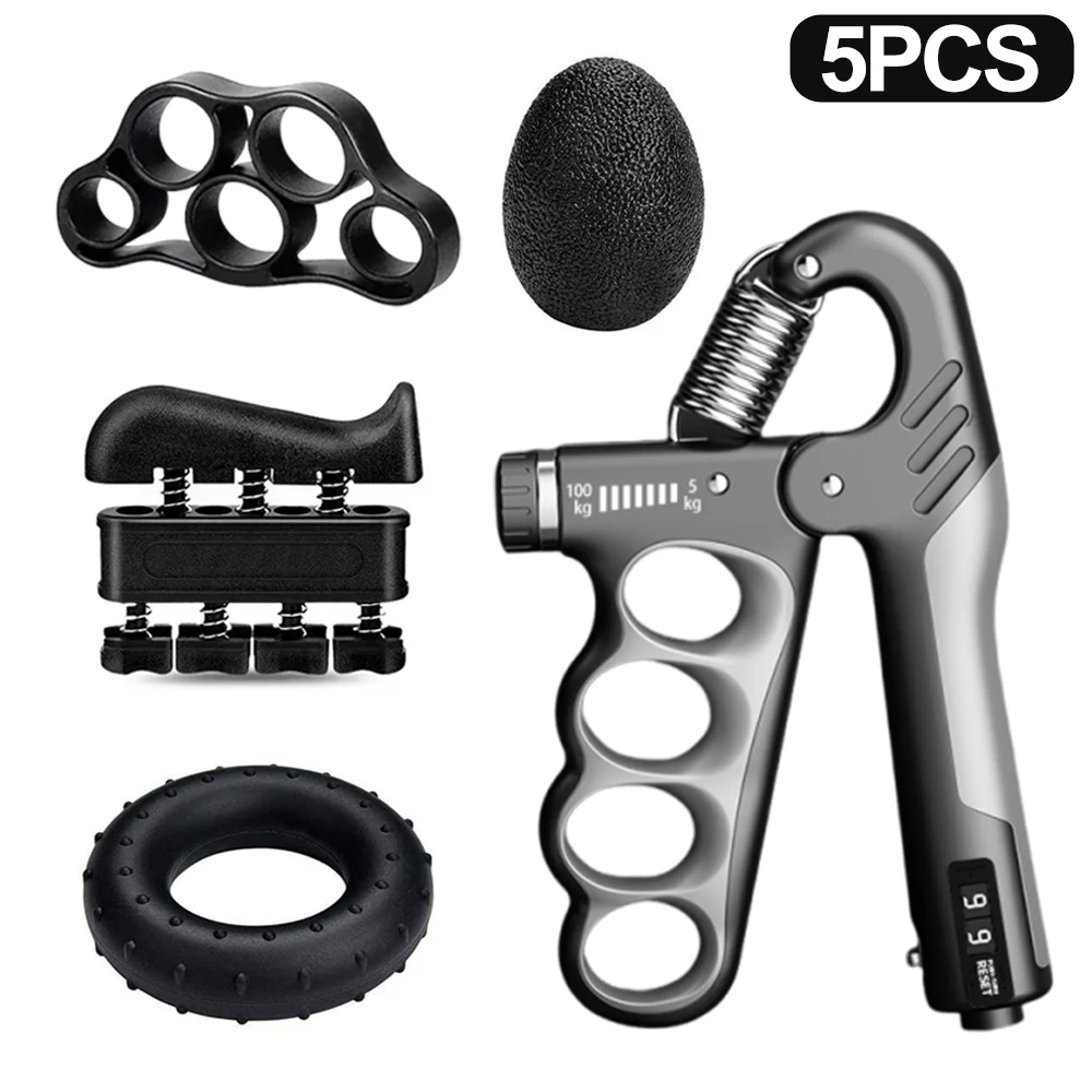 5-100Kg Adjustable Finger And Forearm Strengthening Kit - Improve Grip Strength And Flexibility With Resistance Hand Grippers: GRAY