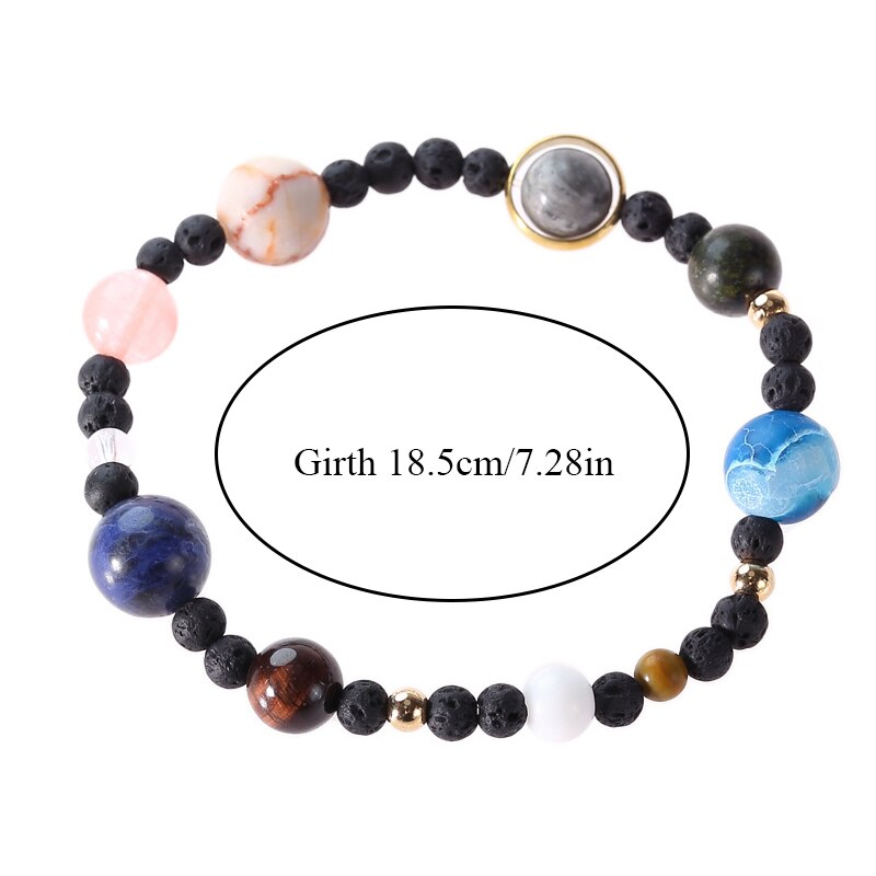 Galaxy Zonnestelsel Armband Universe Negen Planeten Natuursteen Sterren Aarde Maan Armband Voor Vrouwen Man Mode-sieraden