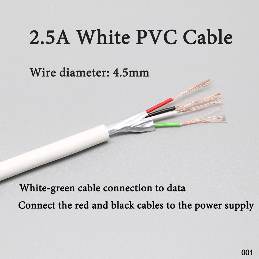 20 metros de cable de 4 hilos blanco negro cable de datos cable USB cable de USB Micro de tipo C macho de cable de datos cable de alimentación para teléfono carga de tablet c: White 4.5mm-PVC