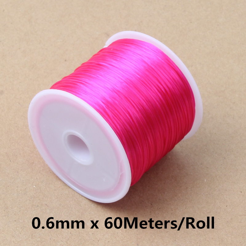 Cordón elástico fuerte para cuentas de cristal, 60M, 0,5-1,2mm, pulsera, collar, hilo elástico para fabricación de joyería, línea Flexible Diy: Gris