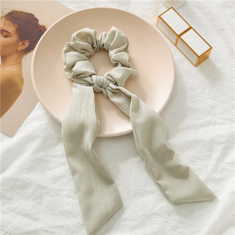 pañuelos para el pelo scrunchies diademas Coletero de seda Simple para mujer, cinta elástica suave, banda de goma para el pelo, accesorios para el cabello para niña lazos pelo niña gomas adornos trabas pelo mujer niña: light green 28cm