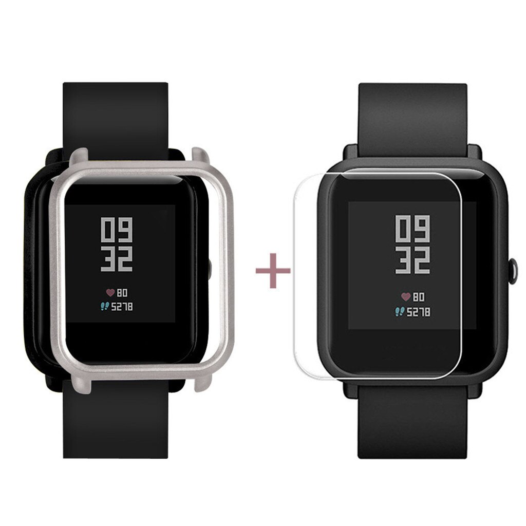 Kotelon kuori huami amazfit bip youth lite -kuorille näytönsuojakalvolla de pantalla ochrona ekranu naarmuuntumaton: F