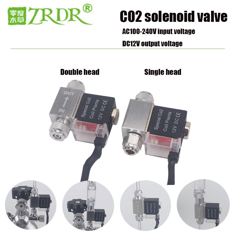 ZRDR aquarium low temperature CO2 solenoid valve single head double head style DC12V (110-240V)