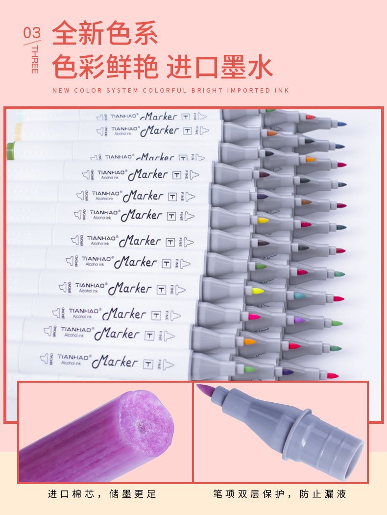 Alipic Tianhao Alcohol Markers Dual Head Sketch Markers Brush Pen Set Voor Tekening Manga Art Supplies