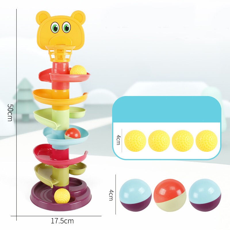 Rolling Ball Pile Tower Puzzle Babys Toys Rattles Spin Track Montessori Educational Newborn Toys For Kids & Hobbies: 15