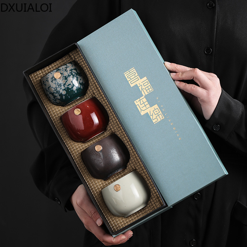 DXUIALOI Japanischen stil high-temperatur brennen keramik Kung Fu teetasse einzigen tasse 4 tasse set haushalt tee schüssel tee haus tee-set