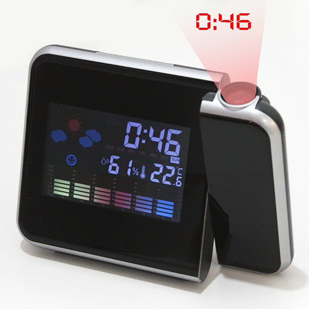 LED Digital Projection Clock Alarm Clock With Weather Station Thermometer Date Office supplies school stationery