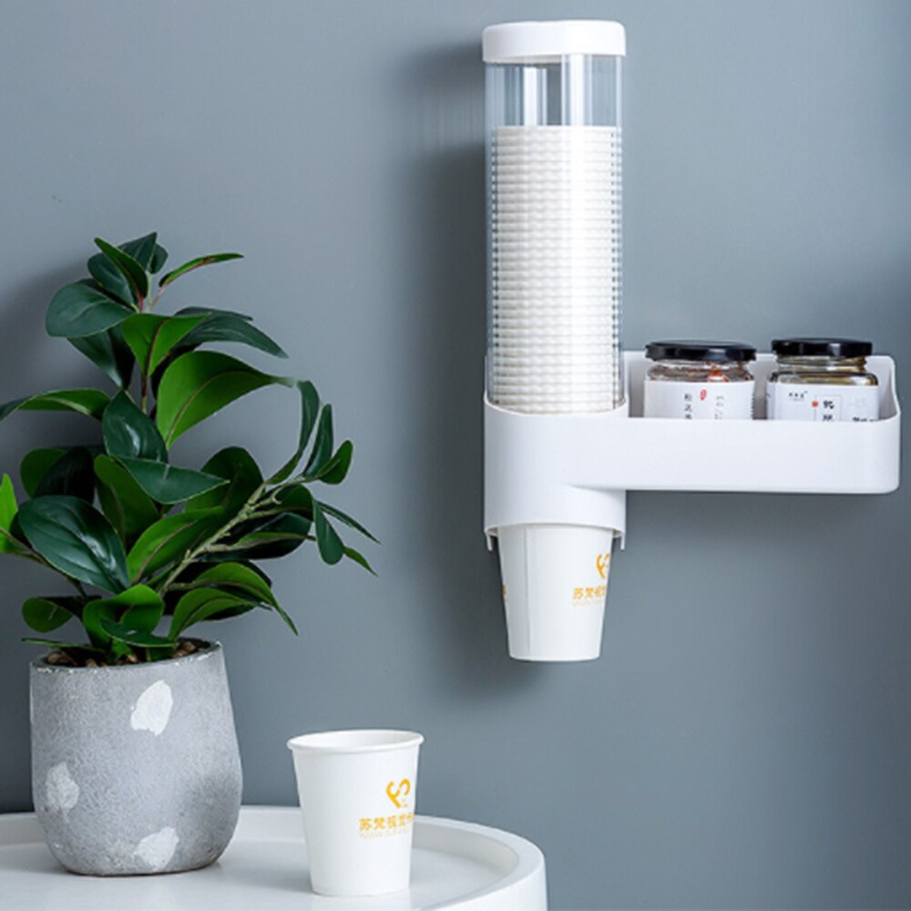 Distributeur de gobelets en papier jetables, porte-gobelet en plastique pour distributeur d'eau, support de rangement mural automatique, conteneur de gobelets