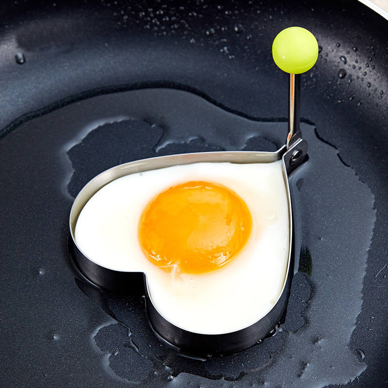 Gør-det-selv-stegt æg form rustfrit stål stjerne blomst rundt kærlighed hjerte morgenmad spejlæg form omelet æggeværktøj: Hjerte