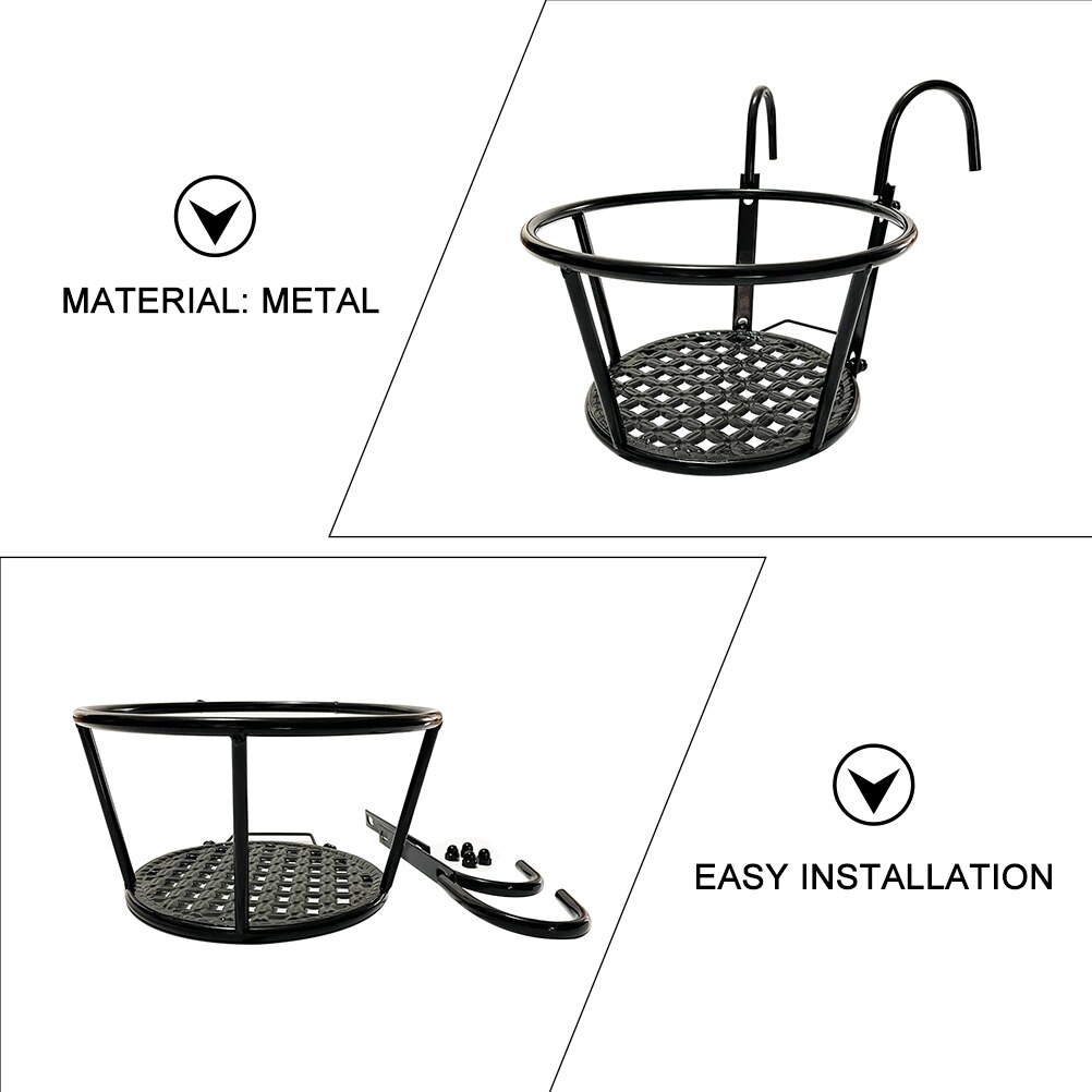 2Pcs Decorative Railing Planters Detachable Hanging Planters Metal Balcony Planters