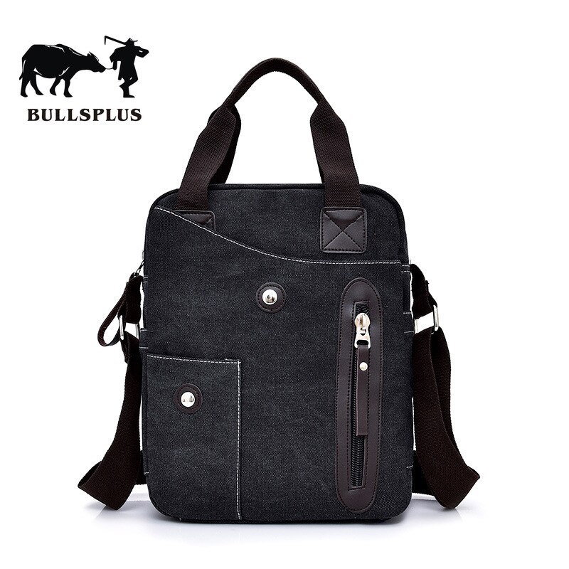 Koreaanse Versie Van De Mannen Mannen Mannen Schouder Schuine Handtas Tas Mode Toevallige Canvas Mannen tas Ipad Kleine Tas Tij: Black