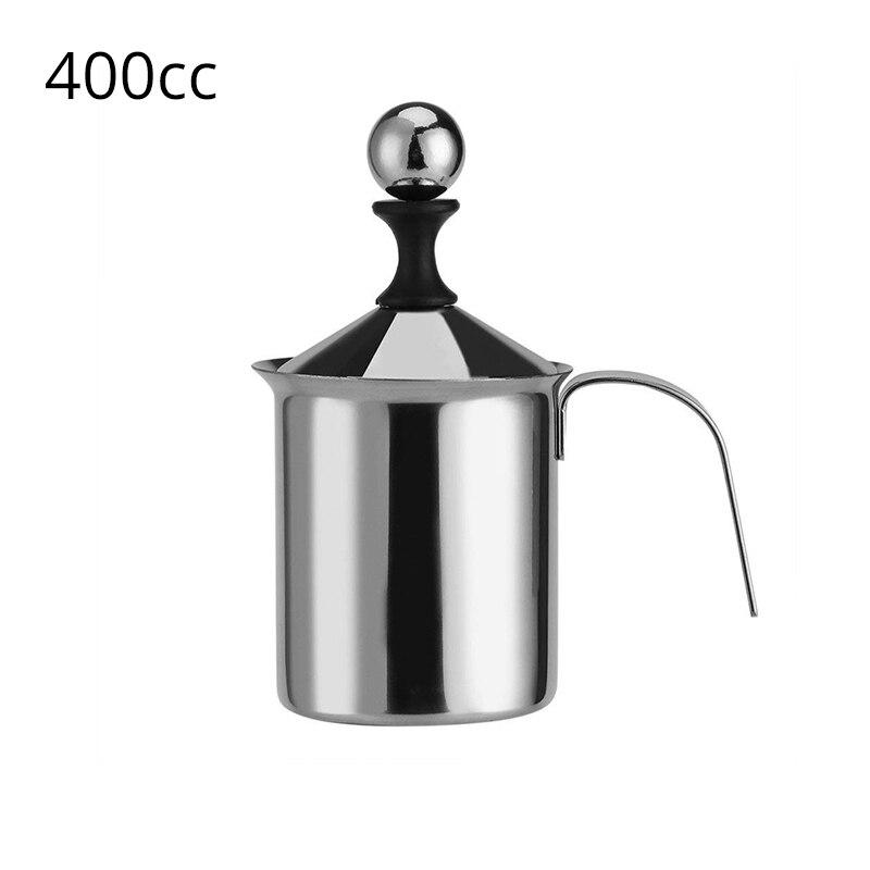 Manual Milk Frother, Stainless Steel Hand Pump Milk Foamer, Handheld Milk Frothing Pitchers for Cappuccions and Coffee Latte: 400cc
