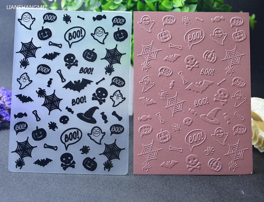 Carpeta de plástico en relieve para manualidades, troqueles de corte de papel para manualidades de Halloween, tarjetas de álbum de recortes, embalaje de , decoración