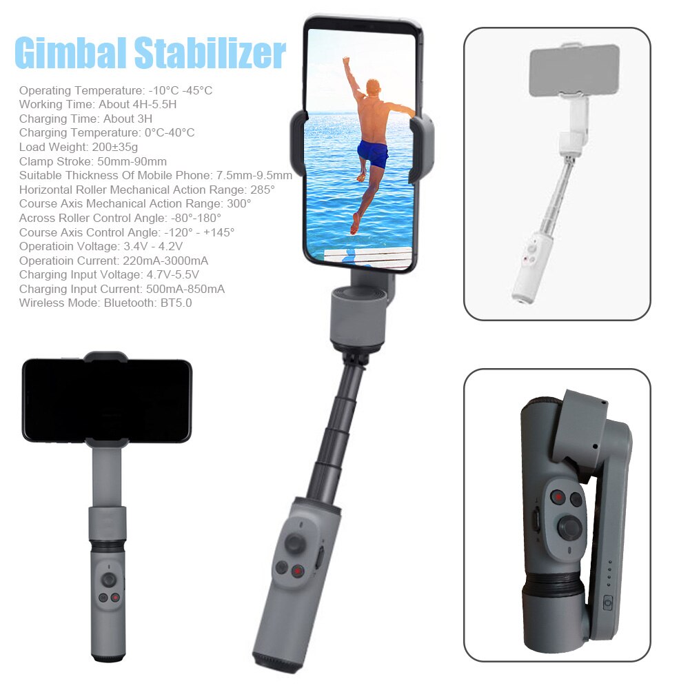 Outdoor Handheld Photography Adjustable Anti Shake Gimbal Stabilizer Quick Release Action Camera Portable Foldable Selfie Stick