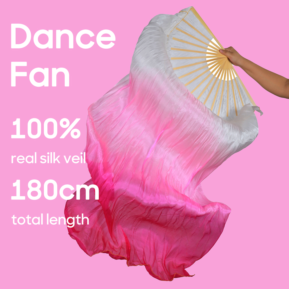 Wachlarz robić Tańca Brzucha Damski 100% Jedwab Prawdziwy Woale Składany Wachlarz Rekwizyty robić Ćwiczeń Tańca Akcesoria robić Występów Scenicznych Strój Taneczny: XXS / RHODO