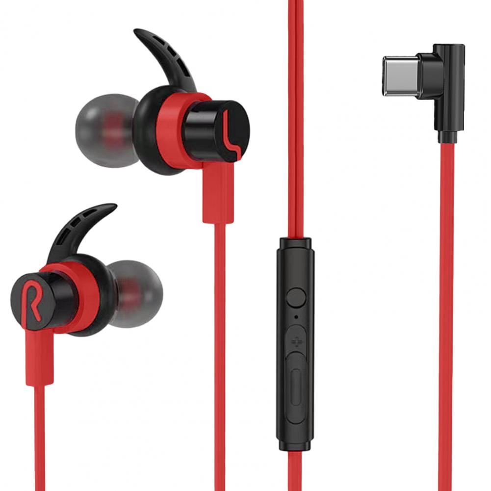 Wired Headphone 3.5mm/Type-C E-sports Headphones Stereo Sound Music In-ear Earphone with Mic Shark Fins Gaming Headset: Blue